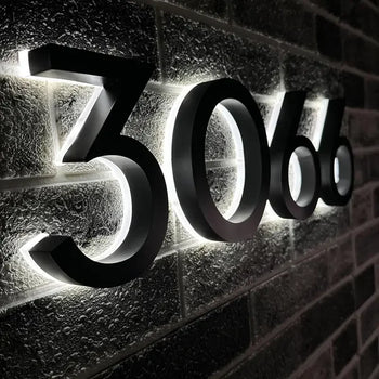 Floating effect illuminated address numbers for home