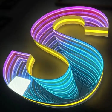 Custom Infinity Mirror Logo Sign Bright Illuminated Business Name