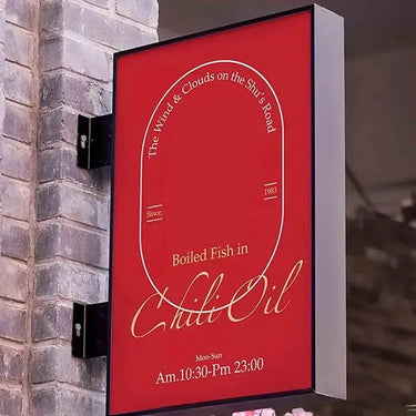 Slim, side-mount lightbox signage for modern retail. Ultra-thin profile with brilliant edge-lit LED technology. Easy to update graphics.