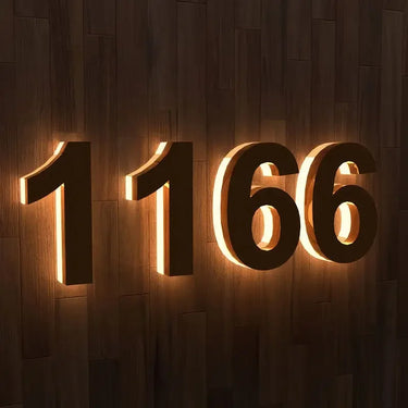 Weatherproof large 6 inch house numbers with light