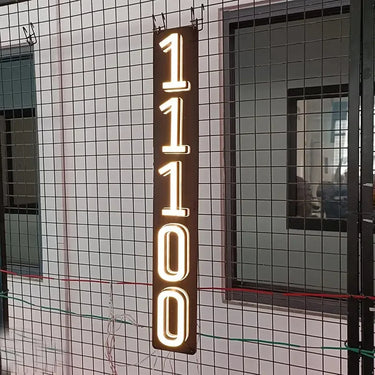 modern stainless steel backlit address sign outdoor